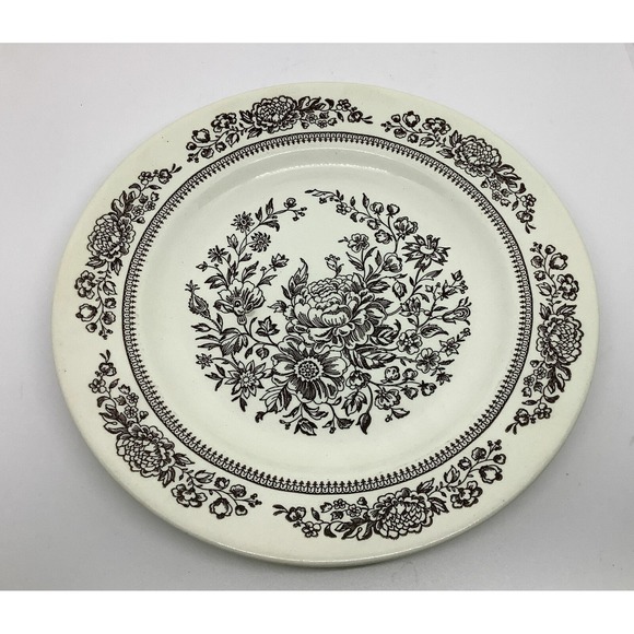 Royal China Other - Royal China‎  Cavalier SUSSEX 10" Ironstone Dinner Plate Brown Floral Pattern ##